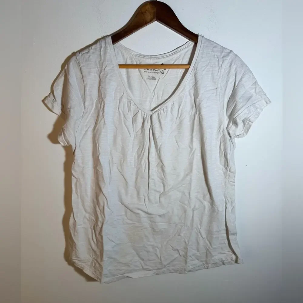 Women's White V-Neck Top